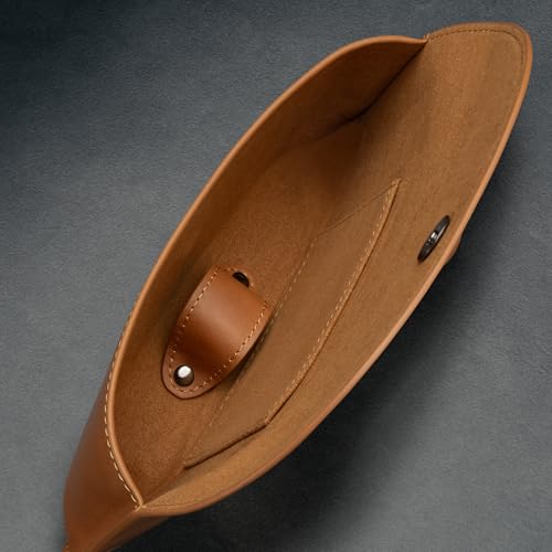 Étui à lunettes de soleil pochette cuir véritable avec bouton-pression