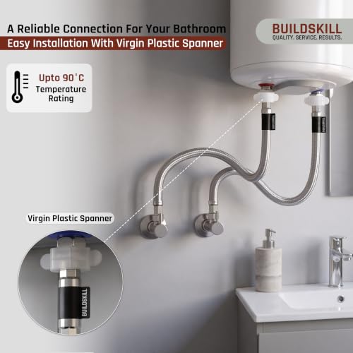 Image of BUILDSKILL Connection Pipe 24 Inch | Brass Nut & Insert with SS304 Braiding