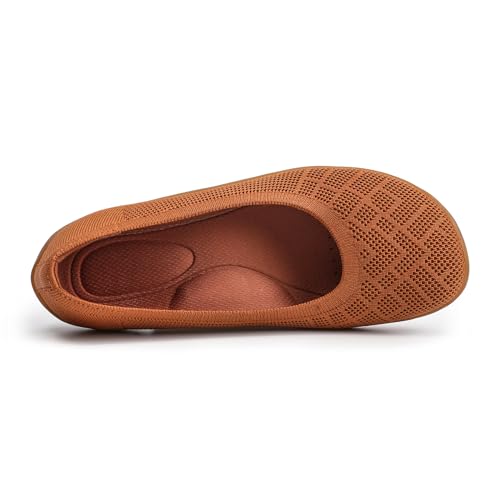 Image of KBZone Women's Flat Shoes Round Toe Knit Ballet Flat Comfort Dressy Flat Walking Shoes