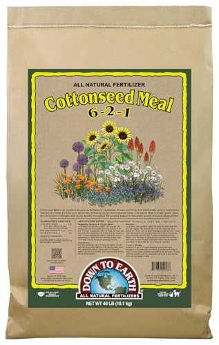 Down To Earth All Natural Fertilizers Organic Cottonseed Meal - Plant Food for Low pH Acid Soil Loving Plants 6-2-1 40 lb