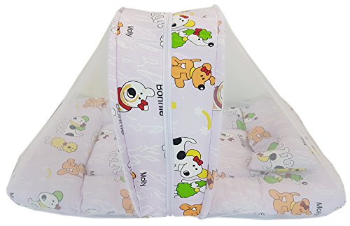 Image of Amardeep and Co Toddler Mattress with Mosquito and Insect Protection Net 70 * 40 cms (Brownie Mauve)