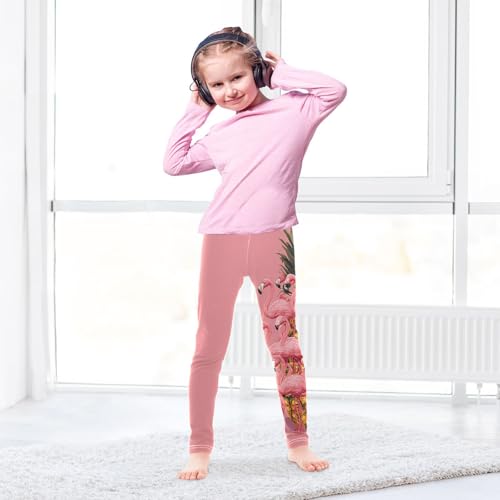 Flamingo Pineapple Pink Girls Casual Leggings for Kids Printed Long Pant Bottoms Stretch and Soft4