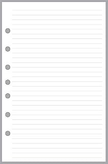 Classic Size Notes Insert with Simple Lines Spaced 1/4", Sized and Punched