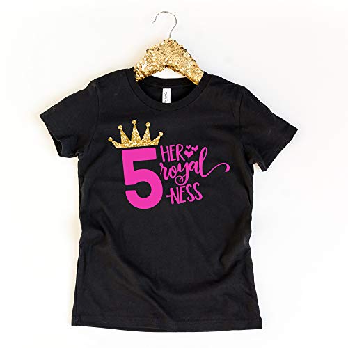Her Royal Fiveness Birthday Shirt | Princess Shirt | Gift for 5 Year Old Girl (5T, Pink)2
