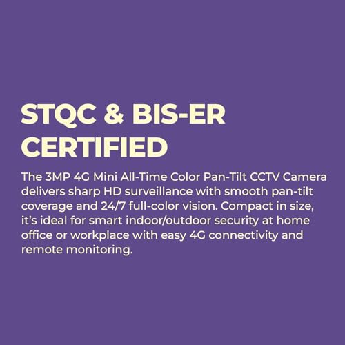 Image of Trueview 3MP 4G Mini PT Security Camera (Pack of 2) | STQC Certified | SIM Based CCTV Camera | 360 Pan Tilt | All Time Color Vision | Human Detection | Two-Way Audio | IP66 Waterproof | Alexa