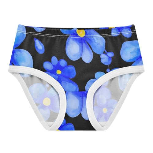 Cotton Toddler Girls Underwear Painted Blue Flowers Black Panties Little Girl Cartoon Underpants Briefs 2t
