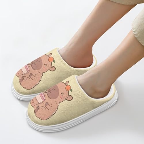 Women's Plush Warm Thick Sole Memory Foam Slippers Men Cute Slip-on Cozy Fuzzy House Cotton Slippers Home Shoes4