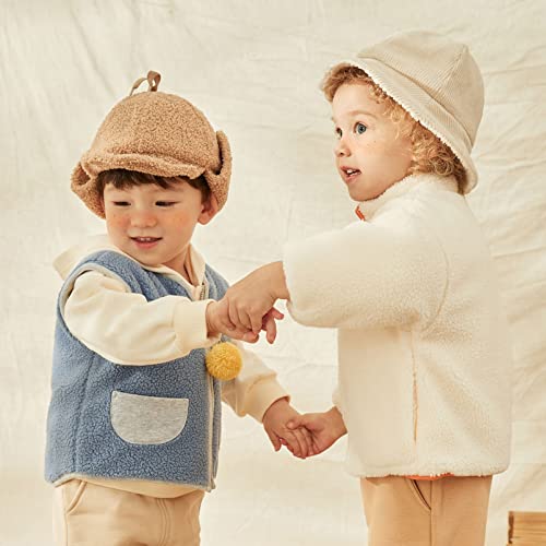 Pureborn Baby Boys Girls Vest Halloween Sherpa Fleece Spring Waistcoat For Infant Boy Girl Beige Pumpkin 12-24 Months #TOP1