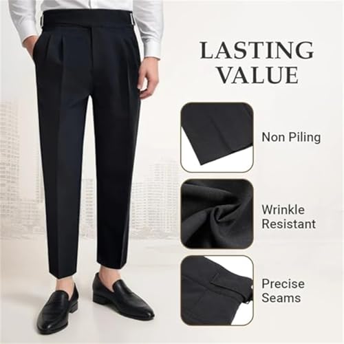 Mixgent Pants for Men, TimelessForm - Men's High Waisted Old Money Pleated Pants, Quick Dry Dress Pants Classic Fit2