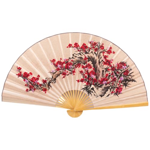 Abanico chino para decorar un salón zen con la calidez de la ciruela roja tradicional