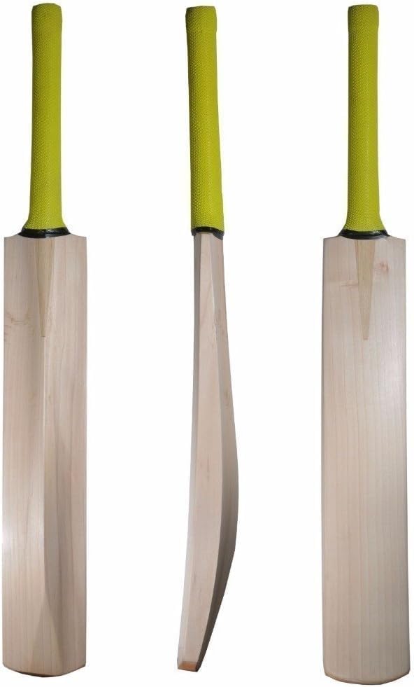 Cricket World Plain Top Grade Custom Made Thick Edge T20 Format Without Sticker Short Handle Kashmir Willow Cricket Bat with Full Size Bat Cover by Medieval Knights