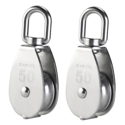 OUNONA 2pcs U-Type Fixed Pulley Lifting Rope 304 Stainless Steel High Load Capacity Easy Installation