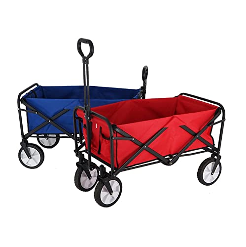 Liruxun Portable Utility Wagon Home Garden Wagon Cart With Storage Basket Folding Cart Camping Cart Outdoor Wagon 4 Wheels Beach Trolley (Color : Blue) #TOP6