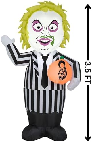 Gemmy Beetlejuice Halloween Inflatable, 3.5 Ft Tall Lighted Yard Decoration, Outdoor Decor with Stakes and Tethers