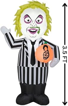 Gemmy Beetlejuice Halloween Inflatable, 3.5 Ft Tall Lighted Yard Decoration, Outdoor Decor with Stakes and Tethers
