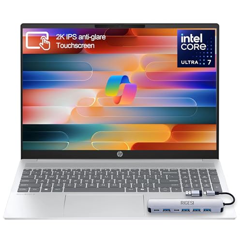 Image of HP OmniBook 5 16” Touchscreen AI Laptop – Intel Core Ultra 7 Processor, 16GB RAM, 1TB SSD, Windows 11, Copilot AI, Wi-Fi 6E, Backlit Keyboard, Silver