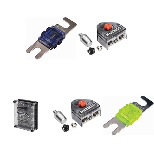 Kicker Warhorse (2) Battery Terminals & HPFD4 Fused Way Distribution Block w/AFS 60/100 Amp Fuse Bundle