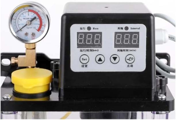 110V Automatic Lubricating Oil Pump with Digital Control, Dual Display & Pressure Gauge for CNC Machines, Industrial Lubrication Systems (1L)