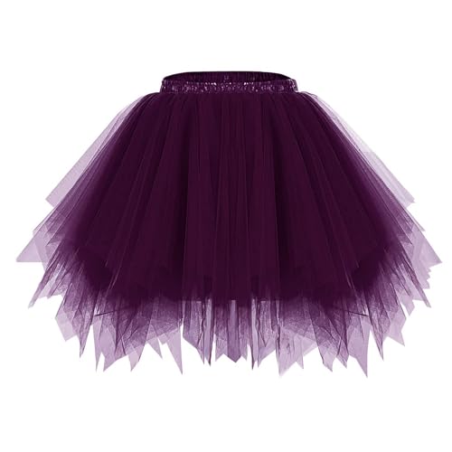 Women's 50s Vintage Tulle Skirt Layered Mesh Petticoat Puffy Tutu Ballet Bubble Halloween Rave Dance Birthday Skirts2