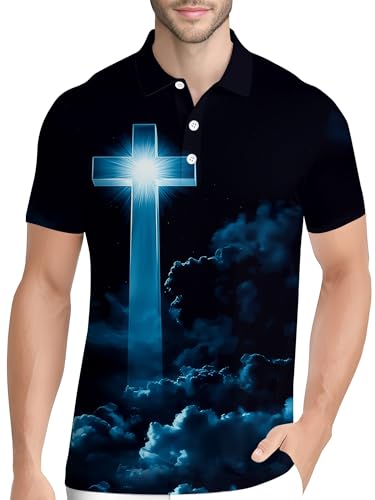Image of PAGYMO Funny Golf Shirts for Men Crazy Printed Pattern Novelty Moisture Wicking Performance Mens Polo Shirt