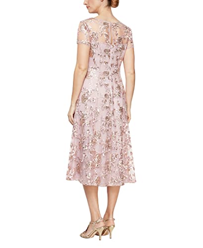 Image of S.L. Fashions Womens Stretch V-Neck Tea Length Dress