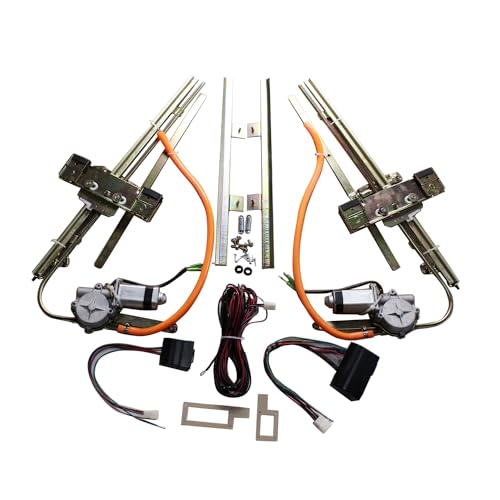 Image of 1 Set SHLPDFM Two 2 Door Street Hot Rat Rod Flat Glass Power Window Kit with Switches Wiring