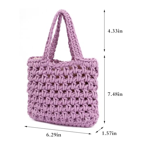 Image of Naimo Straw Beach Bag Woven Rattan Shoulder Bag Fishing Net Handbag Cotton Rope Tote Summer Crochet Hobo Bag