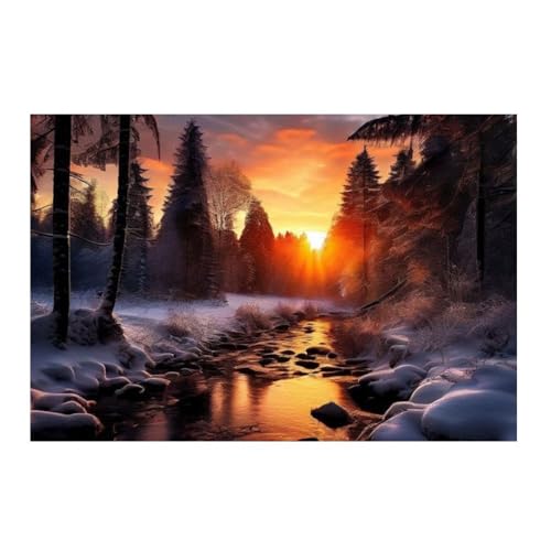 Poster forêt d'hiver au coucher du soleil pour insuffler la sérénité de la nature chez soi