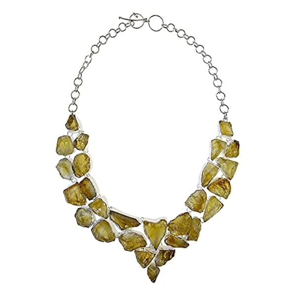 Tibetan Silver astratto Disegno vera citrino non tagliato grezzo pietra preziosa designer moda unica 925 argento placcata Collana per donna, fatti a mano colletto a catena regolabile gioielli