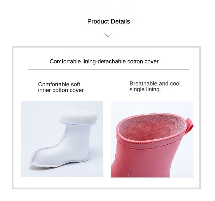 Women's Cute Cartoon Rain Boots Plush Lined Non-Slip Waterproof Shoes Student Short Boots Outdoor Water Shoes4