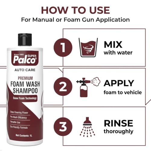 Image of PALCO Premium Foam Wash Car Shampoo 1L, pH Neutral Shampoo (Pack-2)