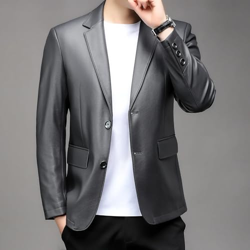 Men’s Real Lambskin Leather Blazer – 2-Button Notch Lapel Sport Coat, Classic Tailored Fit3