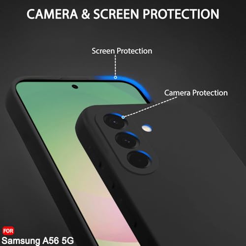 Image of TheGiftKart Liquid Silicone Back Cover Case for Samsung Galaxy A56 5G | Soft Micro-Fibre Lining Inside | Camera & Screen Protection | Shockproof Back Cover Case for Samsung A56 (Silicone, Black)