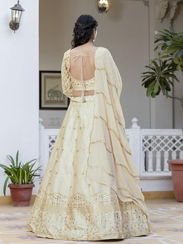 Image of TRENDMALLS Women's Satin Sequin Embroidery Bridal Lehenga Choli with Net Dupatta |Bridal Wedding Lehenga Choli for women