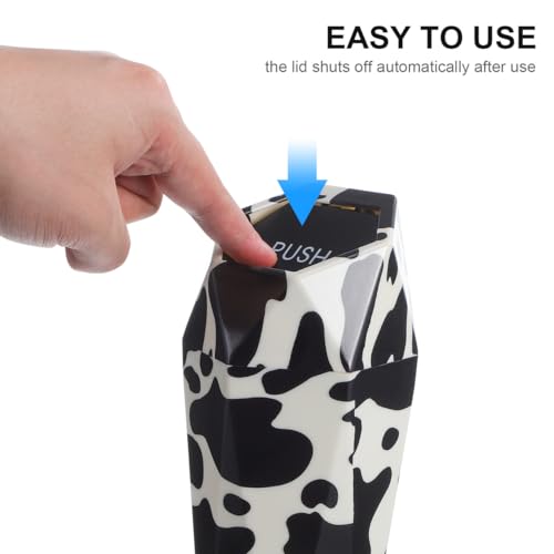 Image of Holibanna Car Trash can with Lid Compact Mini Garbage Bin for Vehicle Interior Cow Print Portable Auto Trash Container 7.87X3.54X3.54In