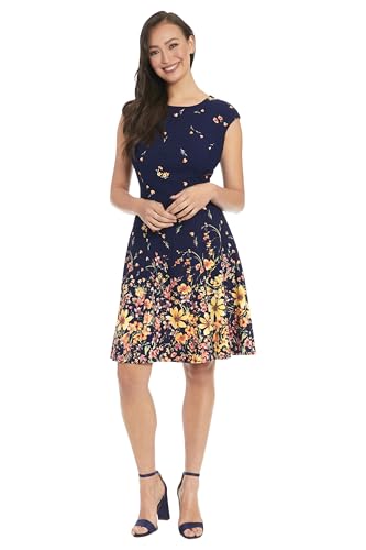 Image of London Times Womens Dresses Cap Sleeve Fit and Flare - Elegant Summer Cocktail Graduation Garden Party Wedding Guest Dress