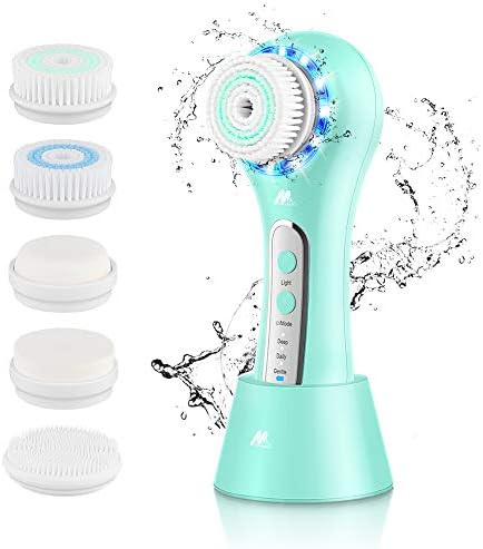 MALKERT Facial Cleansing Brush with 5 Brush Heads, 3 Modes Skin Care Brush Device, Electric Rechargeable Waterproof Face Spin Brush, Massager for Deep Cleansing and Scrubbing, Exfoliating