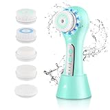 MALKERT Facial Cleansing Brush with 5 Brush Heads, 3 Modes Skin Care Brush Device, Electric Recharge