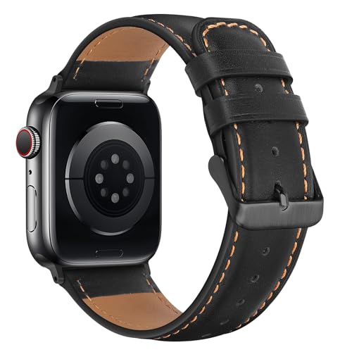 HITZEE Leather Straps Compatible with Apple Watch Strap 42mm 41mm 40mm 38mm for Women Men Genuine Leather Band Compatible with Apple Watch Ultra SE2 SE Series 10 9 8 7 6 5 4 3 2 1 - Image 2