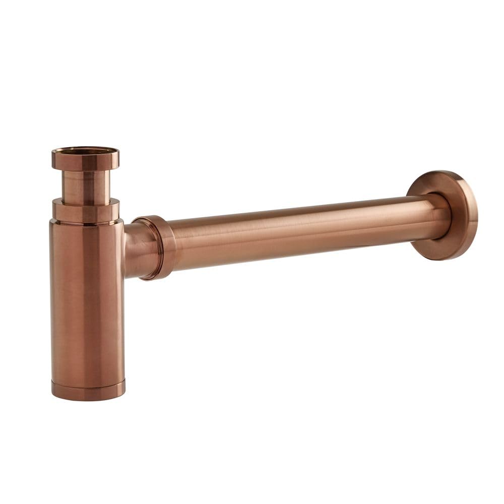 Milano Alara Exposed Bottle Trap For Wall Hung Or Washstand Basin - Brushed Copper
