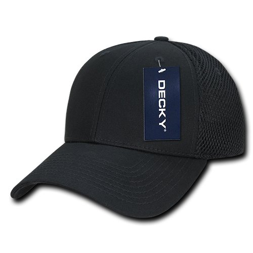 DECKY204-BLKBLK Low Crown Air Mesh Baseball Cap, blk/Black/Black