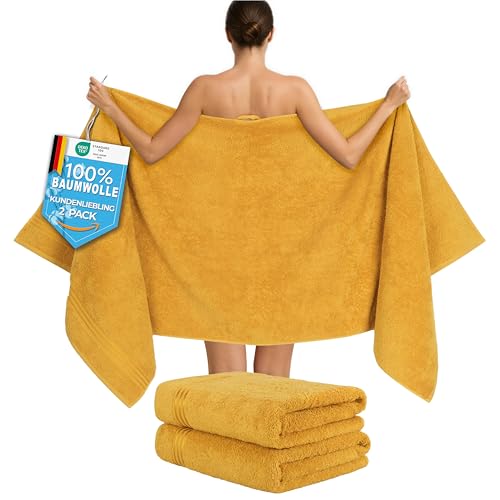 Hammetex Lot de 2 Très Grandes Serviettes de Bain et Sauna 80x200 cm, 100% Coton 500 GSM, Absorbantes, Séchage Rapide, Certifiées Oeko-TEX, Serviettes de Spa et de...