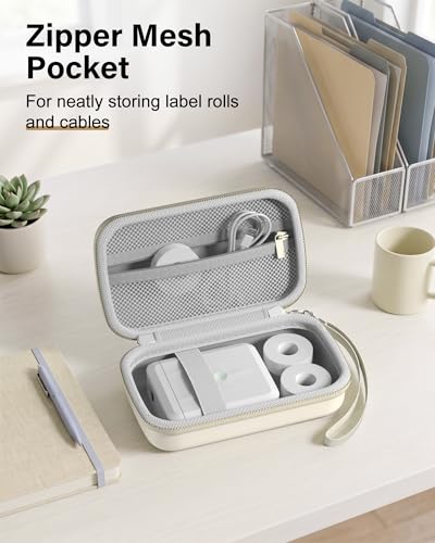 Image of ProCase Label Maker Case Compatible with NIIMBOT D110 /D11 Upgraded Version, Compact Portable Bag for ORGBRO X1 / NDYIN N12 Sticker Printer, Storage for Label Tapes&Accessories (Case Only) -Beige