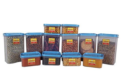 Image of Laplast Storewell Series Space Saver Plastic Storage Container Pack for Kitchen (Set of 12, Blue)