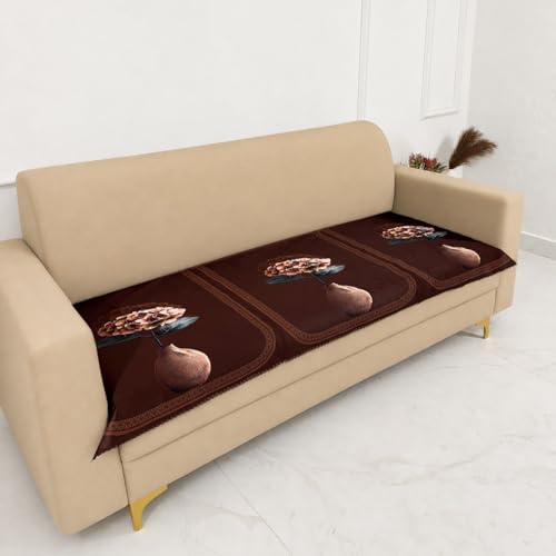 Image of Homerz Premium 'Luxe Series' Holland Velvet Sofa Cover | Smooth Finish | Anti-Skid Fleece Backing | Soft Touch Couch Protector for Living Room (Vase, 3 Seater, Only Seat Cover)