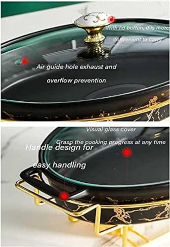 Buffetwärmer-Set, Keramik-Chafer mit Marmorimitat-Finish, mit Glasdeckel und Brennstoffhaltern, für Buffet-Hochzeiten, Partys, Bankette, Catering-Events,Grün a,36 * 22 * 5,5cm – Bild 5