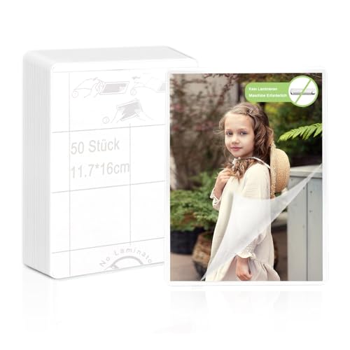 50 Stück Kaltlaminierfolie Ultraschallbilder 11.7x16cm Laminierfolien A6 Self Kaltlaminiertaschen Selbstklebend Laminating Cards Keine Maschine Kalt Laminierfolien für Visitenkarten Foto