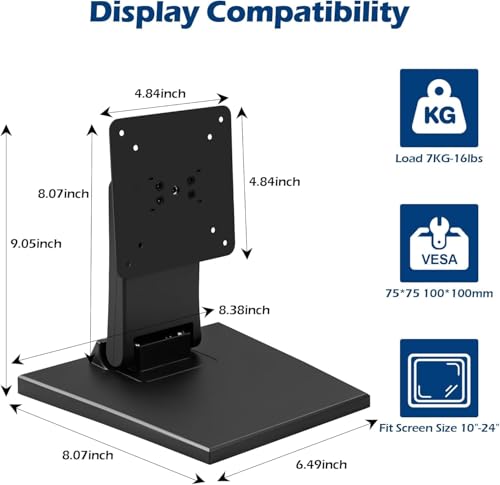 Image of Wearson Foldable Low Profile Monitor Stand - Compatible with VESA 75x75 and 100x100 Monitor Mounts (Model WS-03A2)