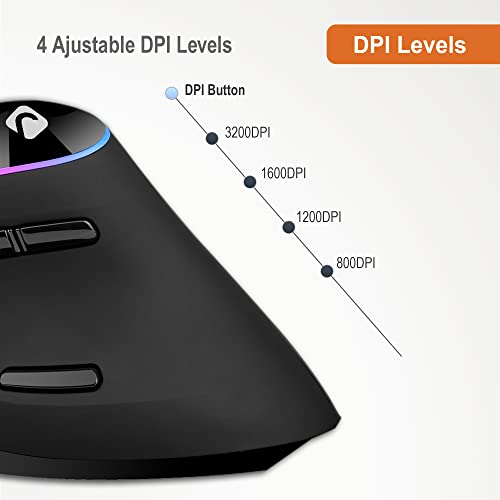 J-Tech Digital Ergonomic Mouse With Wireless Connection, Removable Palm Rest, Thumb Buttons, Rechargeable Battery, 800, 1200, 1800, 3200 Adjustable Dpi; Compatible With Windows And Mac Os [V638] #TOP4