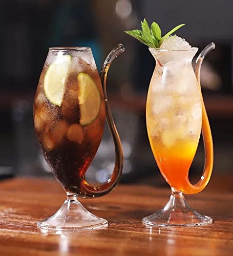 Image of Melbify Vampire Glass Sipper with Glass Straw | Set of 2 | 200 ml | Mouth Blown by Skilled Artisans | Ideal for Juice, Smoothies, Cocktail /,Mocktail | Suitable for Home, Restaurants & Bars